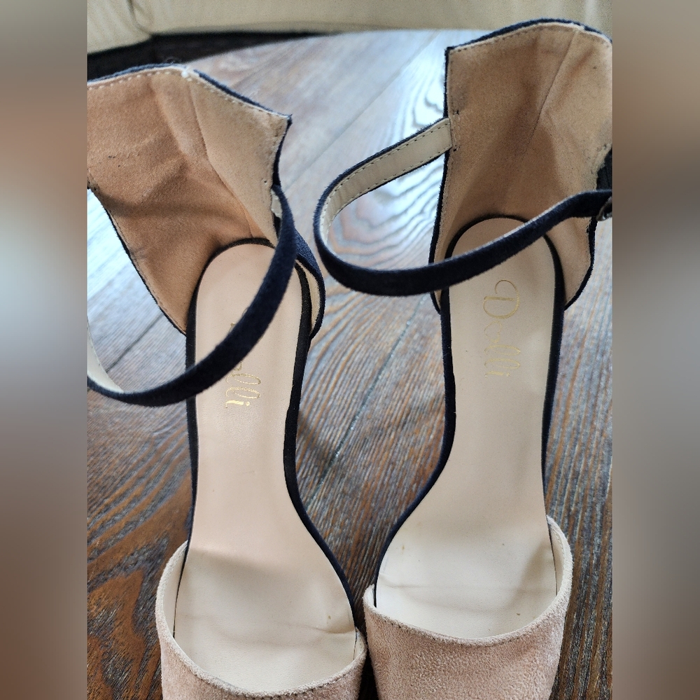 Dolli Two-Tone Tan & Black Women's Heels Size 8.5us - Picture 4 of 7